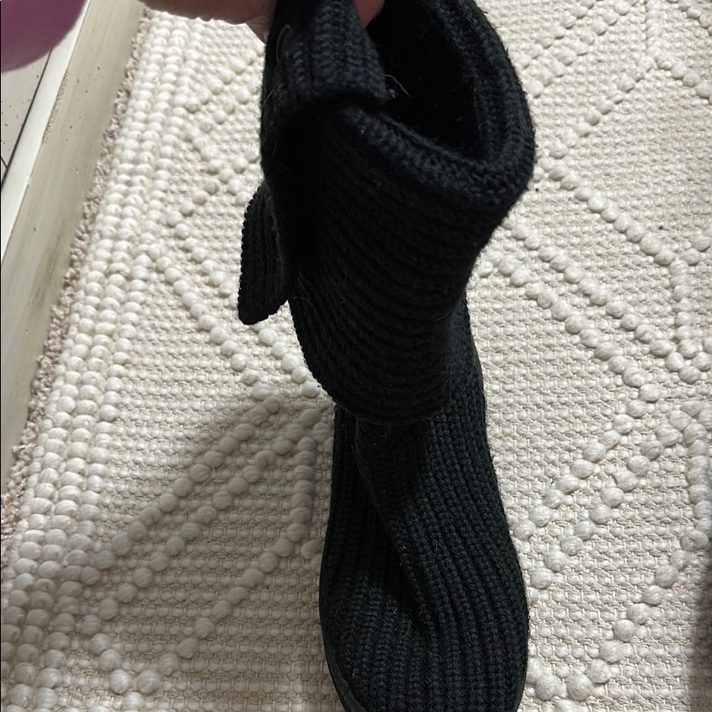 Black Knit UGG Button Boots - Picture 5 of 8